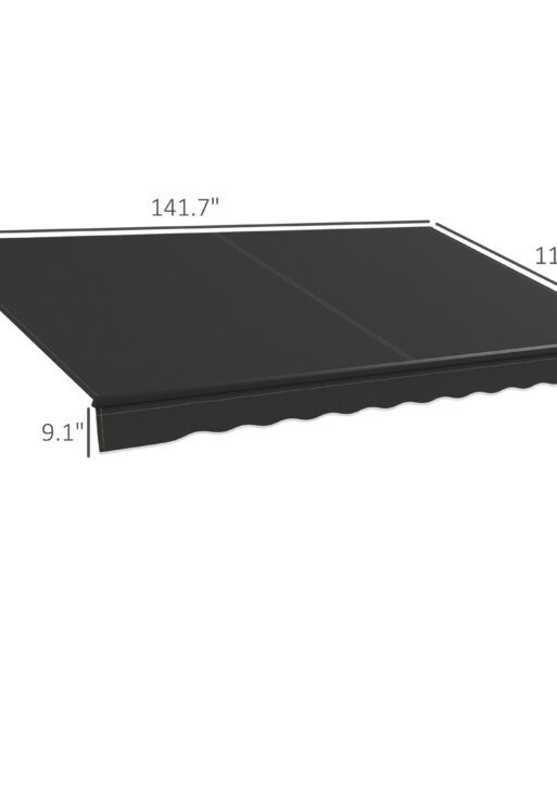 12' x 10' Retractable Awning, 280gsm UV Resistant Sunshade Shelter for Deck, Balcony, Yard, Dark Gray