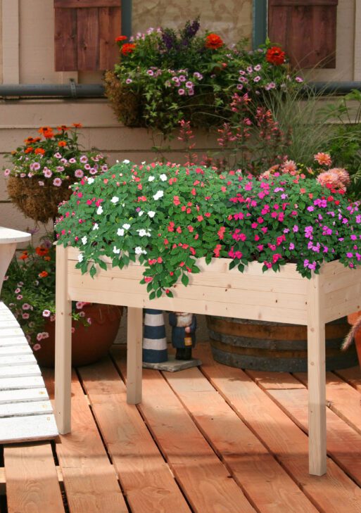 Raised Garden Bed with Legs, 48" x 22" x 30", Elevated Wooden Planter Box, Self-Draining with Bed Liner for Vegetables, Herbs, and Flowers Backyard, Patio, Balcony Use, Natural
