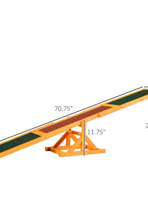 Wooden Dog Agility Seesaw for Training and Exercise, Platform Equipment Run Game Toy, Weather Resistant Pet Supplies, 71" L x 12" W x 12" H, Natural