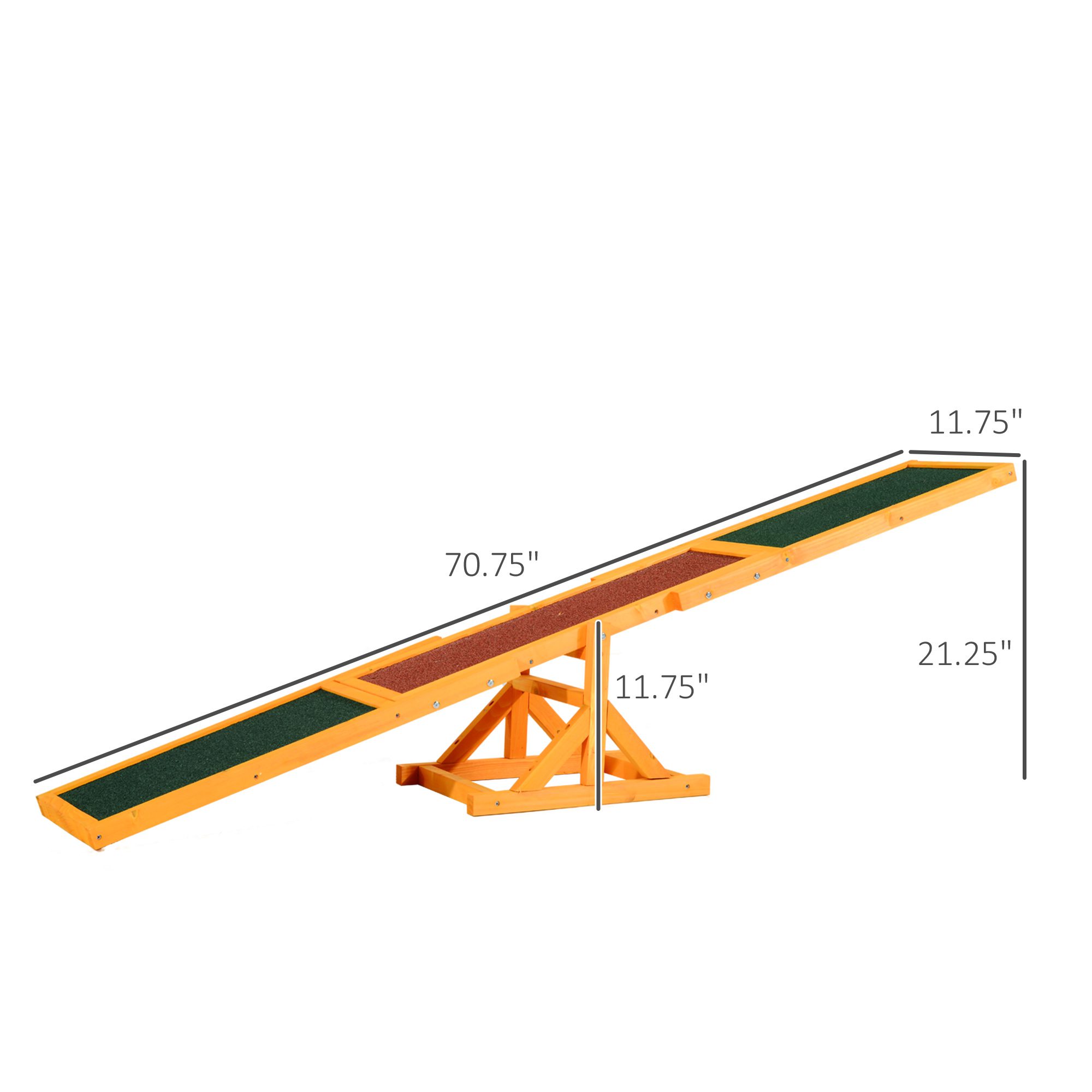 Wooden Dog Agility Seesaw for Training and Exercise, Platform Equipment Run Game Toy, Weather Resistant Pet Supplies, 71" L x 12" W x 12" H, Natural - Image 1