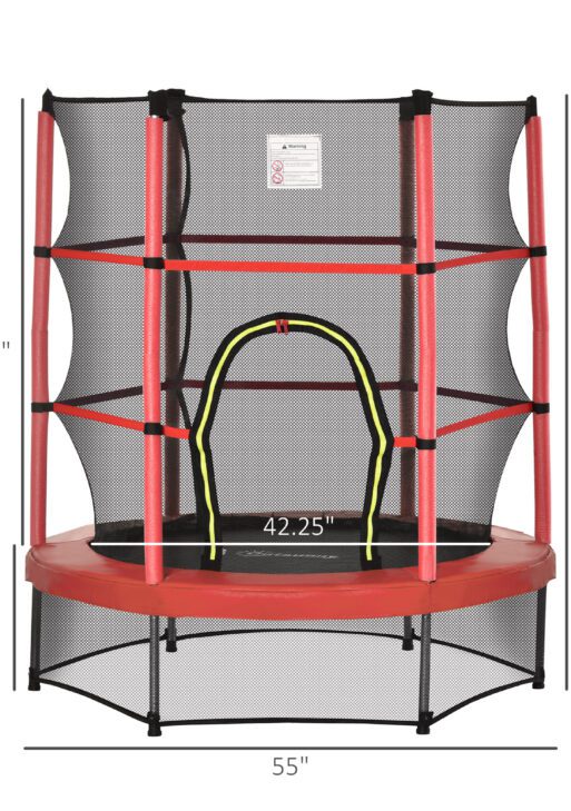Φ5FT Kids Trampoline with Enclosure Net for Age 3 to 6 Years Red