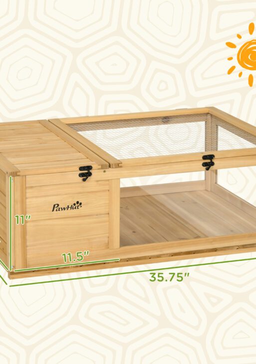 Wooden Reptile Cage with Top Access for Turtles, Lizards, Snakes, Yellow