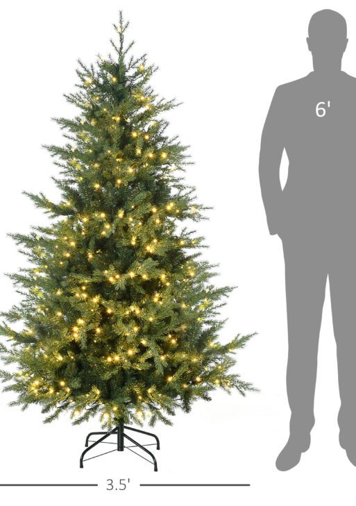 6' Artificial Prelit Christmas Trees Holiday Decor with Warm White LED Lights, Auto Open, 8 Light Modes