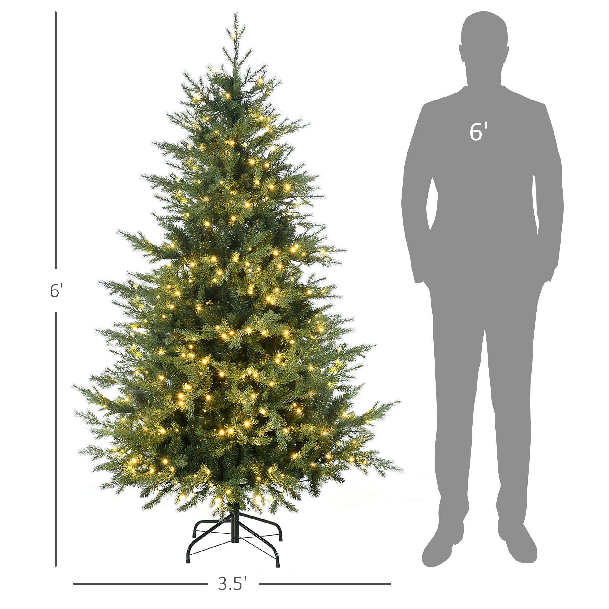 6' Artificial Prelit Christmas Trees Holiday Decor with Warm White LED Lights, Auto Open, 8 Light Modes - Image 1