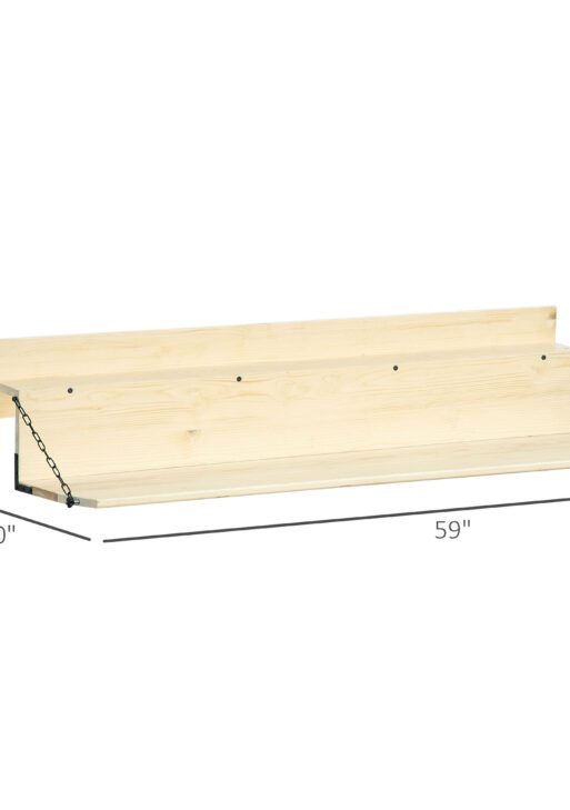 Hanging Balcony Table, Spruce Wood Foldable Railing Bar, Serving Table & Desk, Fits up to 3.9 Inches, Natural