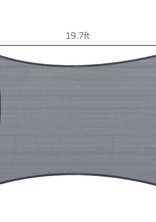 13' x 20' Sun Shade Sail Canopy Outdoor Shade Sail Cloth for Patio Deck Yard with D-Rings and Rope Included, Gray