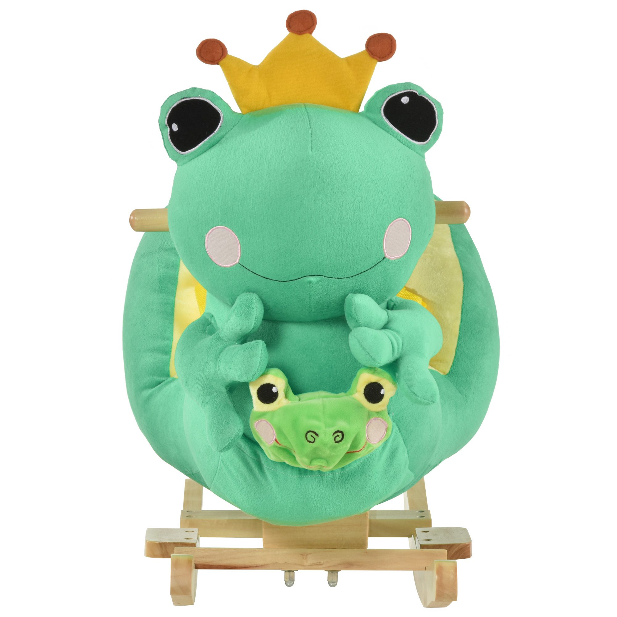 Kids Ride-On Rocking Horse Toy Frog Style Rocker with Fun Music, Seat Belt & Soft Plush Fabric Hand Puppet for Children 18-36 Months - Image 6