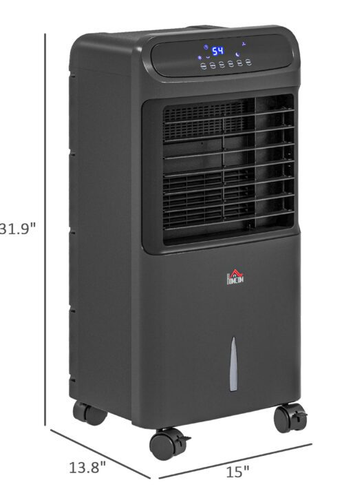 3-In-1 Ice Cooling Fan, Mobile Evaporative Air Cooler with Remote, Timer, Oscillating for Home Office, Bedroom, Black