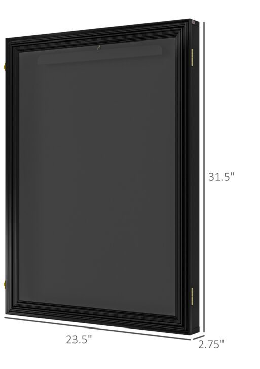 24" x 32" Acrylic Shadow Box Frame, UV-Resistant Jersey Display Case with T-shirt Hanger and 2 Keys, Black