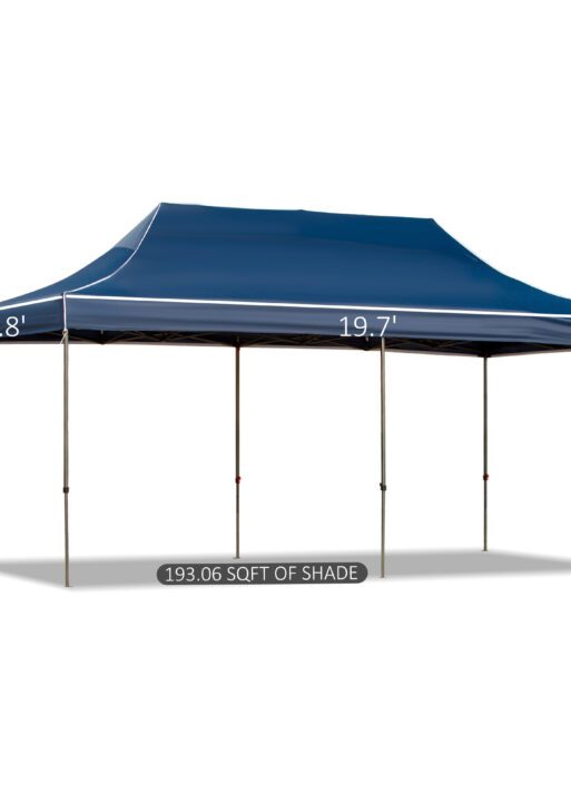 10' x 20' Pop Up Canopy Tent with Sidewalls & Doors, Instant Tents for Parties with Wheeled Carry Bag, Height Adjustable, for Outdoor, Garden, Patio, Blue