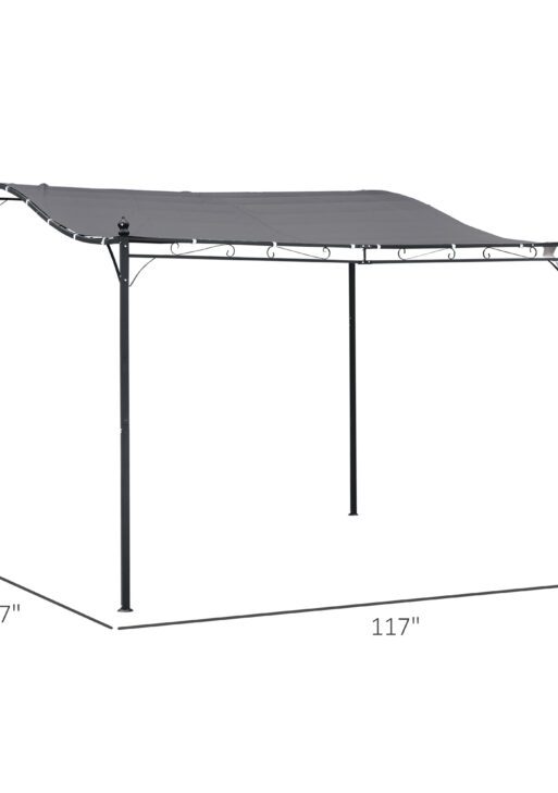 Durable 10x10 Steel Pergola, Wall-Mounted with Canopy for Patio Perfect for Homeowners, Gray