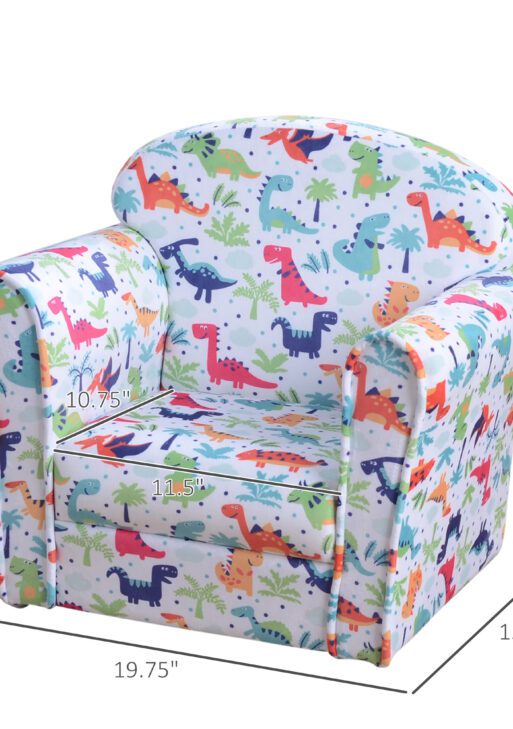 Qaba Kid's Sofa Armchair with Dinosaur Design and Thick Padding