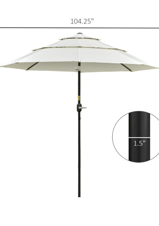 9FT 3 Tiers Patio Umbrella Outdoor Market Umbrella with Crank, Push Button Tilt for Deck, Backyard and Lawn, Beige