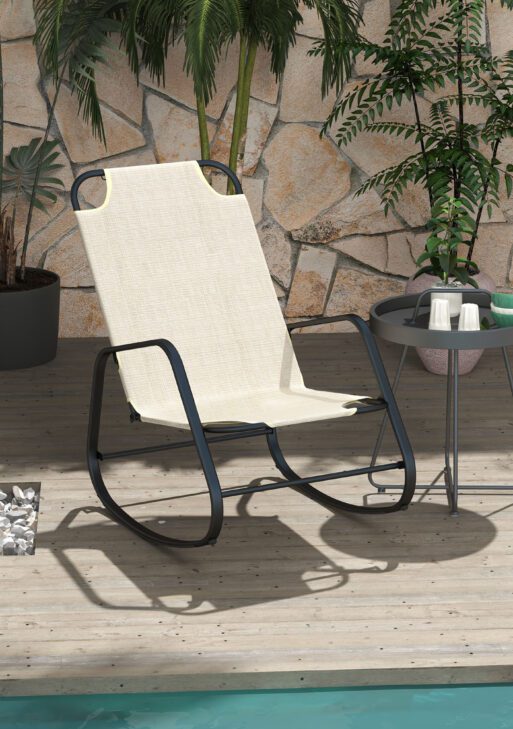 Garden Rocking Chair Outdoor Indoor for Patio, Balcony, Porch, Light Brown