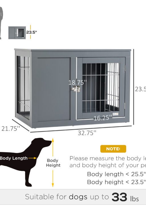 Furniture Style Dog Crate End Table, w/ Double Doors for Small & Medium Dogs
