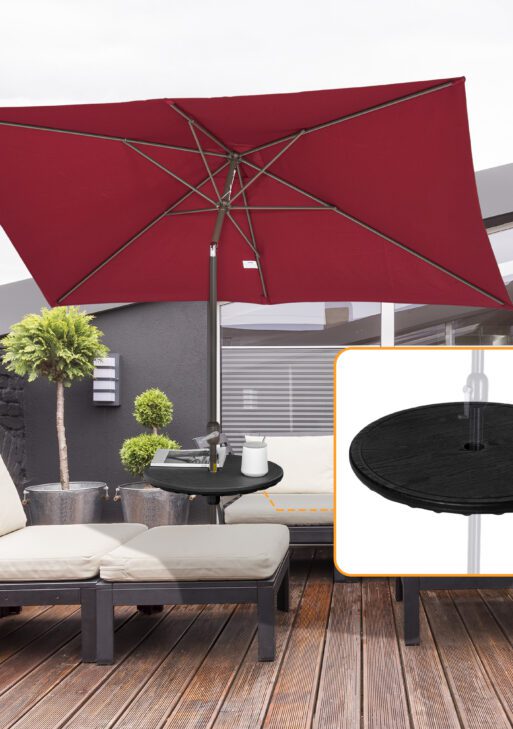 20" Umbrella Table Tray, Easy to Install Table-Top, Round Portable for Swimming Pool, Beach, Patio, Deck, Garden, Black