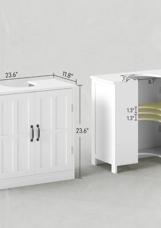 Bathroom Sink Cabinet, Pedestal Sink Cabinet with Adjustable Shelf, White