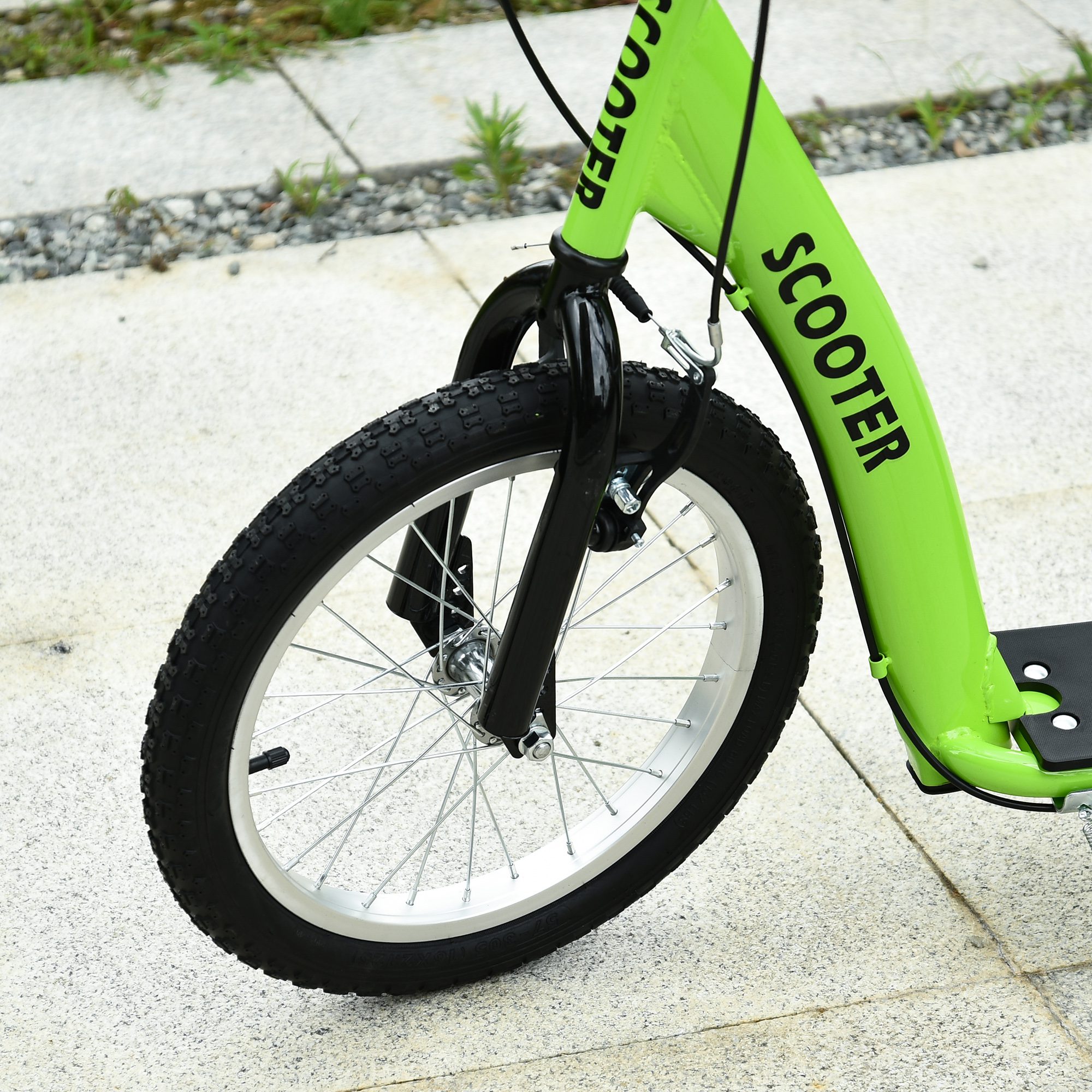 Youth Scooter Kick Scooter for Kids 5+ with Adjustable Handlebar 16" Front and 12" Rear Dual Brakes Inflatable Wheels, Green - Image 6