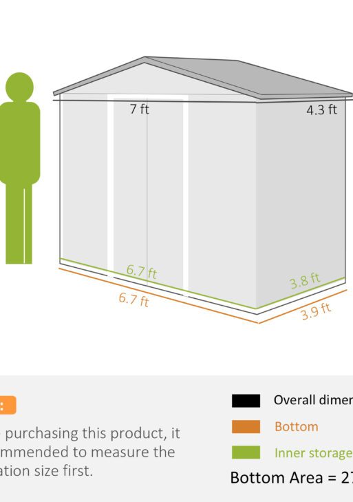 7'x4' Metal Outdoor Shed Organizer & Garden Storage with 4 Vents for Airflow & 2 Easy Sliding Doors - Dark Gray