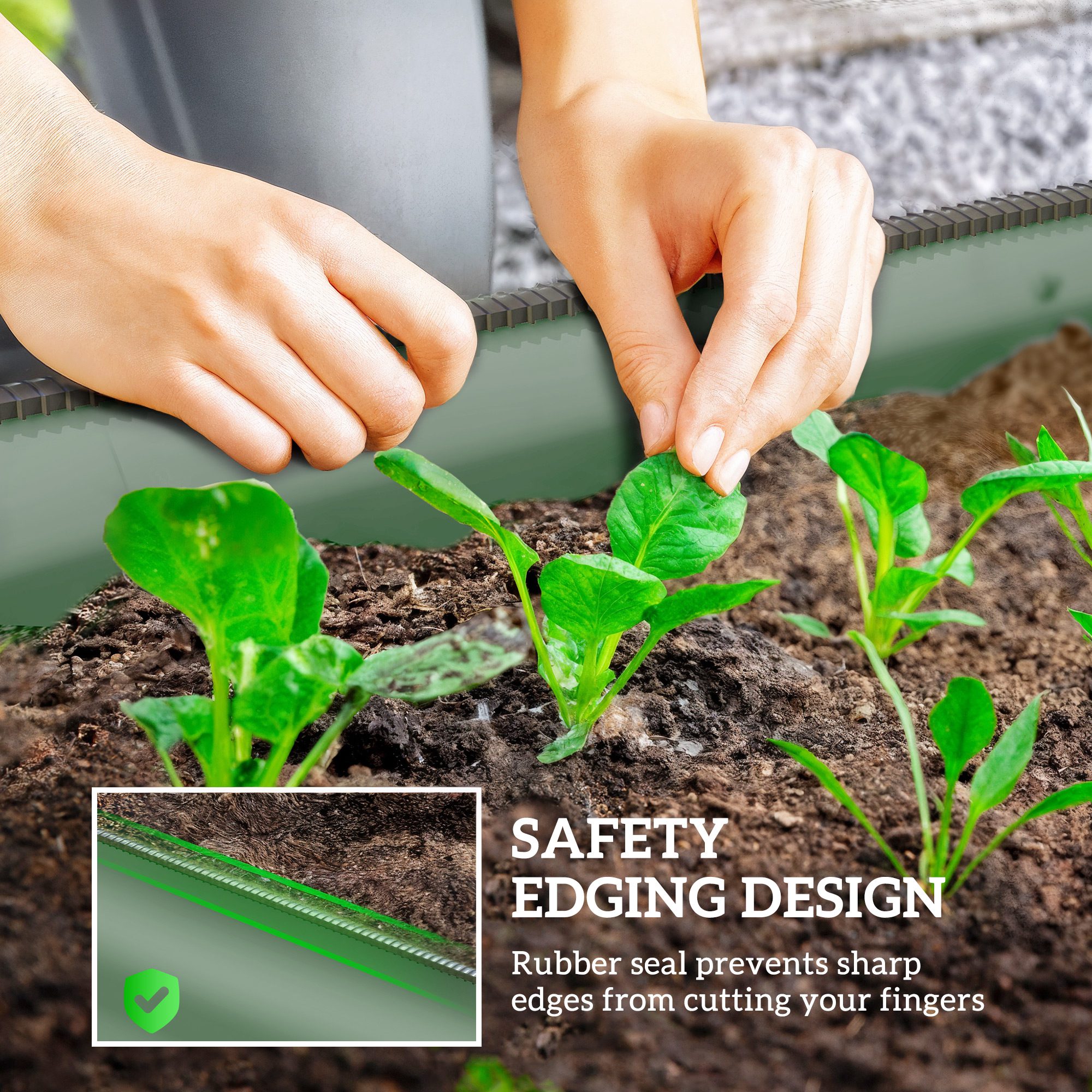 3.4' x 2' x 1' Galvanized Raised Garden Bed Kit, Metal Planter Box with Safety Edging, Green - Image 4