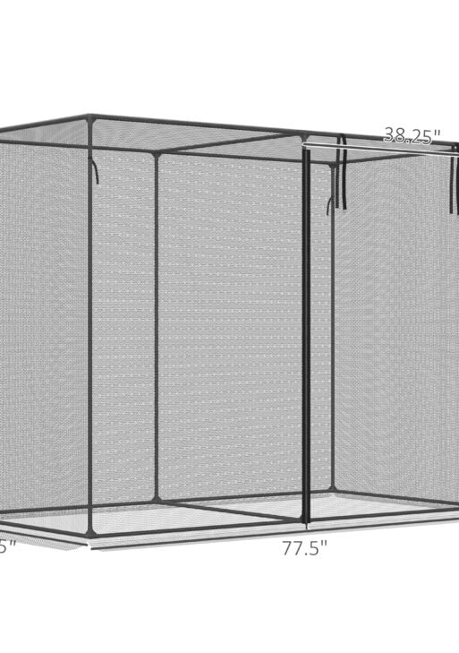 6' x 3' x 5' Crop Cage, Plant Protection Tent with Zippered Doors for Vegetable Garden, Backyard, Black
