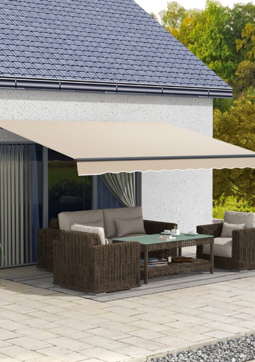 13' x 10' Retractable Awning, 280gsm UV Resistant Sunshade Shelter for Deck, Balcony, Yard, Beige