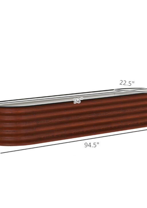 7.9' x 2' x 1.4' Galvanized Raised Garden Bed Kit, Metal Planter Box with Safety Edging, Brown