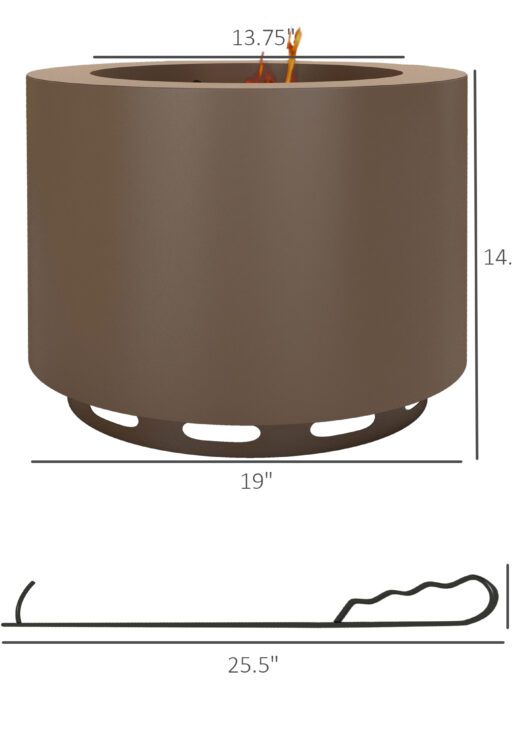 Smokeless Fire Pit, Portable Camping Bonfire Stove with Poker for Backyard Patio Picnic, Steel, Bronze