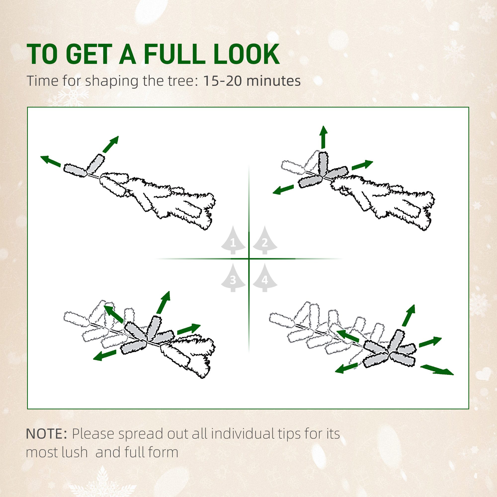 6ft Pre-Lit Snow-Flocked Slim Douglas Fir Artificial Christmas Tree with Realistic Branches, 250 LED Lights and 462 Tips - Image 4