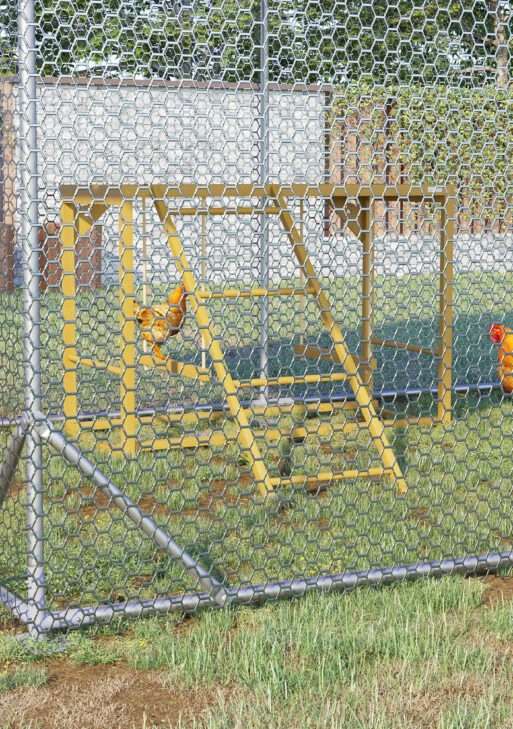 Wooden Chicken Activity Play w/ Swing Set, Chicken Coop Toy, Natural