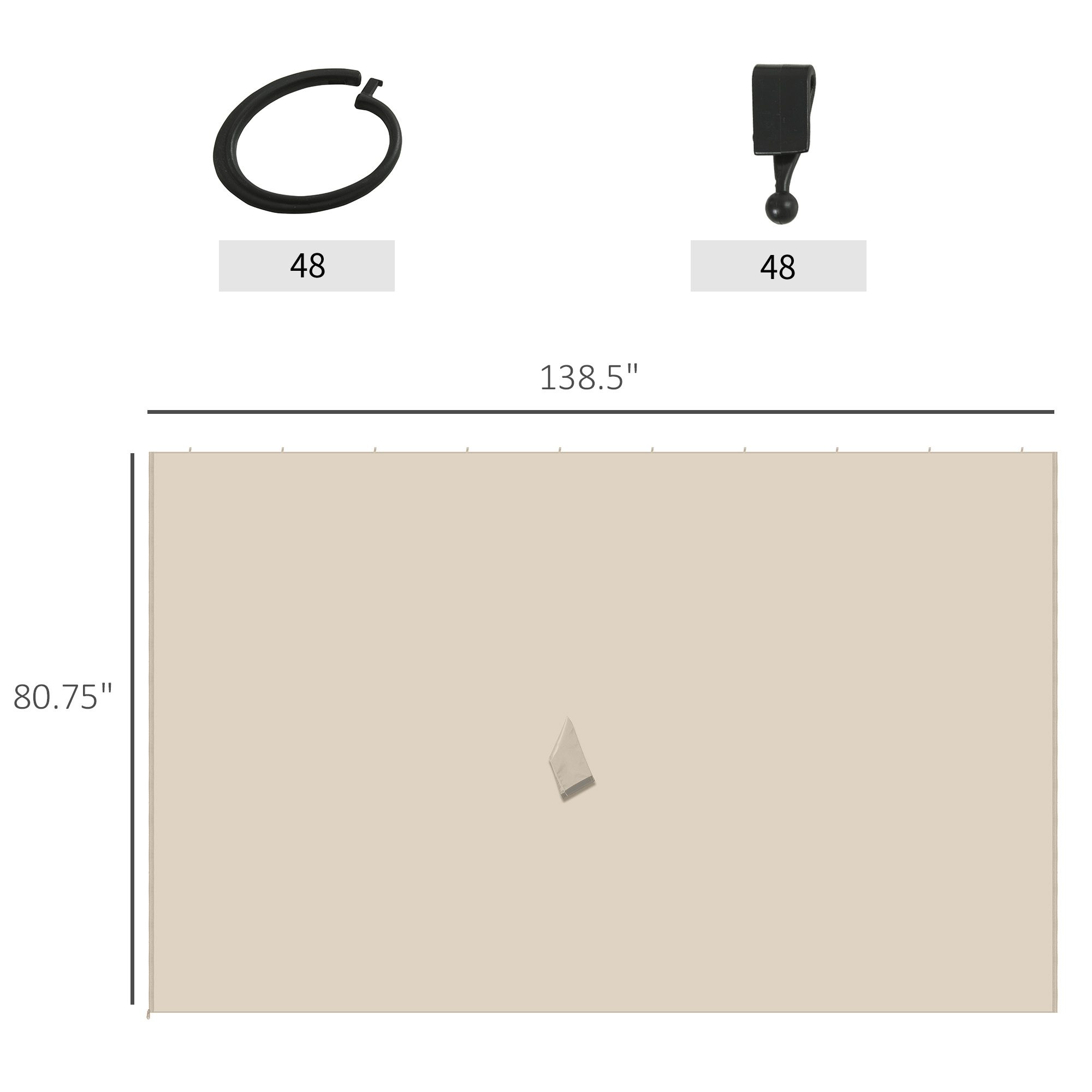 9.84' x 13.1' Gazebo Sidewall Set with Hooks/C-Rings, Beige - Image 1