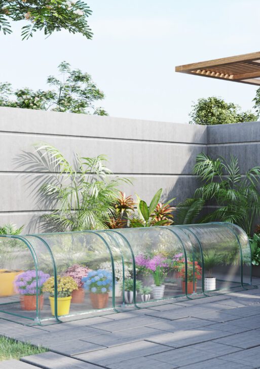 11.5' L x 3.25' W x 2.5' H PVC Metal Tunnel Garden Greenhouse Kit