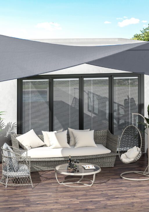 13' x 20' Sun Shade Sail Canopy Outdoor Shade Sail Cloth for Patio Deck Yard with D-Rings and Rope Included, Gray