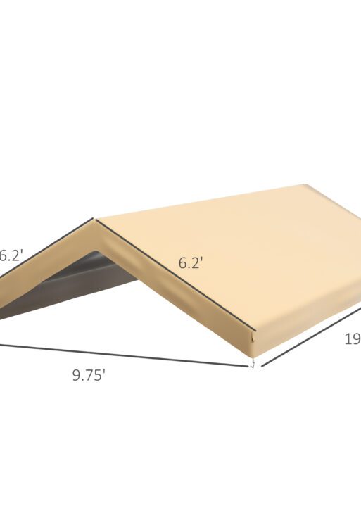 20' x 10' Carport Replacement Canopy for Model 84C-207WT or 84C-386V00WT with Ball Bungee Cords, Beige (Only Cover)
