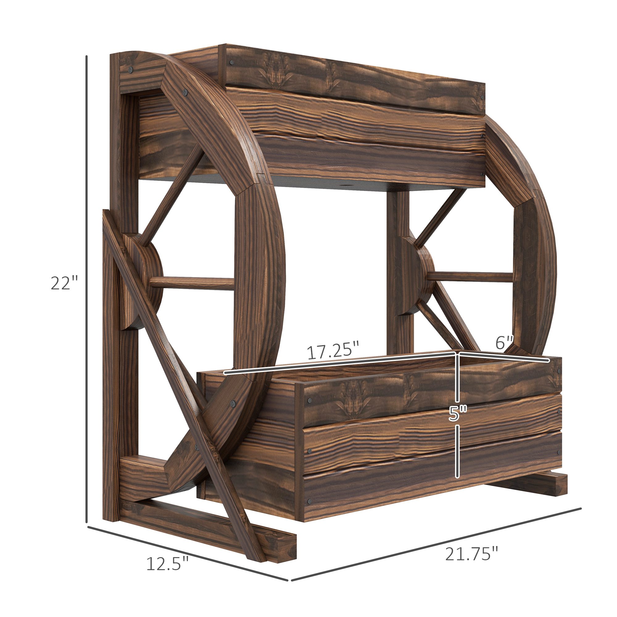 Wooden Wagon Planter Box, 2-Tier Raised Garden Bed, for Vegetables Flowers Herbs, 22" x 13" x 22" - Image 1