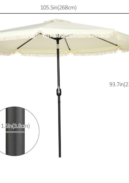 9 ft Cantilever Umbrella with Push Button Tilt and Crank Tassles and 8 Ribs Shade Umbrellas for Garden