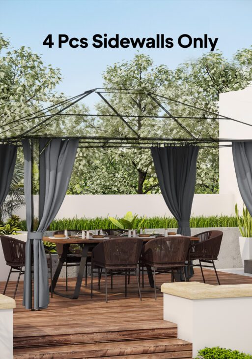 9.84' x 11.8' Gazebo Sidewall Set with Hooks/C-Rings, Gray
