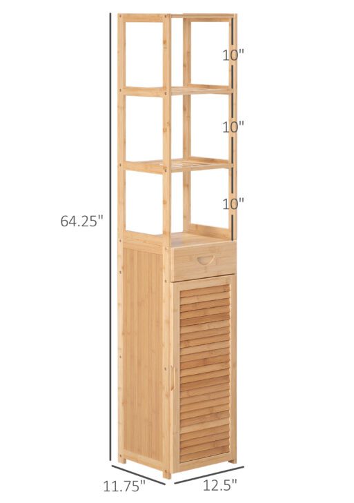 Bathroom Storage Cabinet with Drawer and Slatted Shelves