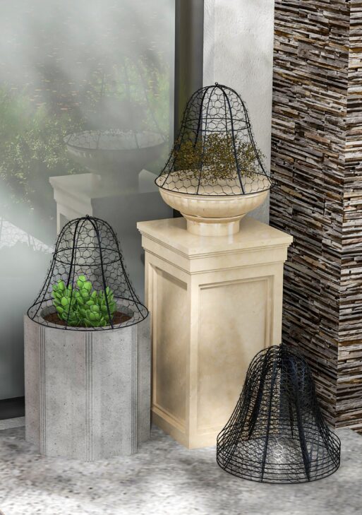 6 Pack Garden Cloches for Plants, 16" x 13" Metal Crop Cage, Plant Cages to Keep Animals Out, Black