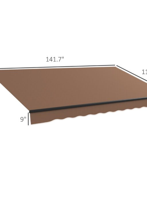12' x 10' Retractable Awning, 280gsm UV Resistant Sunshade Shelter for Deck, Balcony, Yard, Coffee