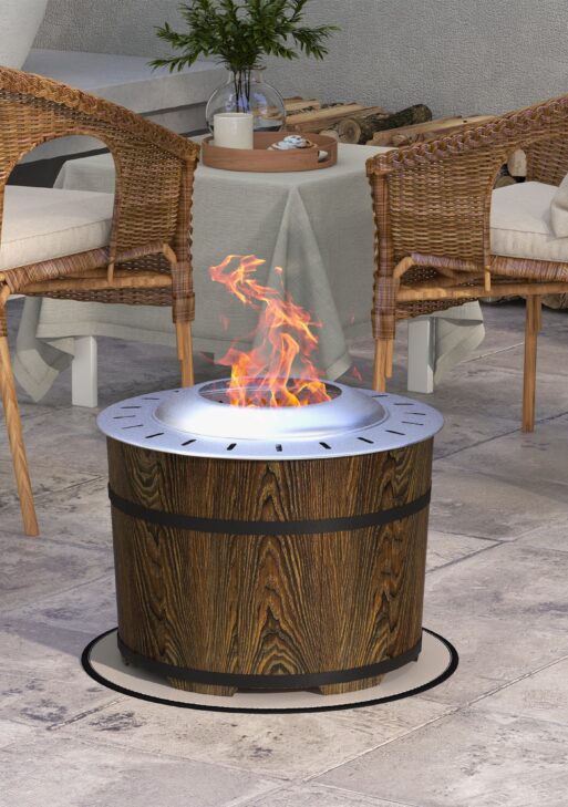 Smokeless Fire Pit, Portable Camping Bonfire Stove with Mat for Backyard, Patio, Picnic, Magnesium Oxide, Brown