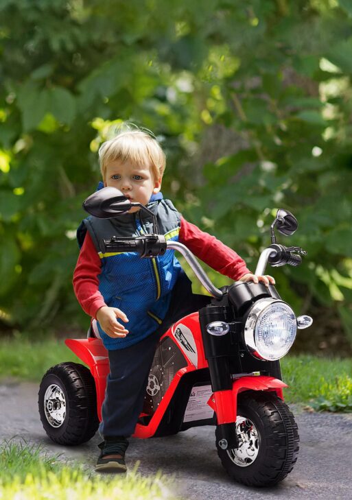 Electric Motorcycle for Kids, 6V Battery Powered Ride-On Dirt Bike 3-Wheels Motorbike with Horn Headlights Realistic Sounds Speed for 18 - 36 Months Red