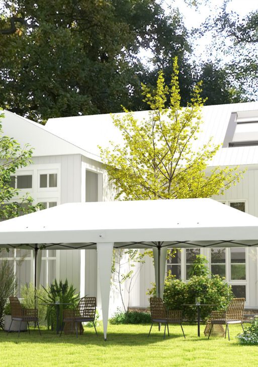 10' x 19.2' Outdoor Gazebo Pop Up Canopy Party Tent with Carrying Bag, White