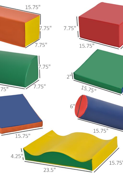 7 Piece PU Leather Soft Play Climbing for Toddlers, Baby Colorful Soft Play Gym Toys Indoor, Modular Crawling & Climbing Play Set for 1-3 Years Multi-color