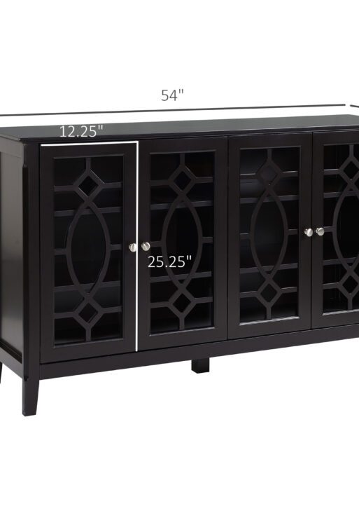 Sideboard Buffet Cabinet, Kitchen Storage Cabinet, Glass Door Accent Cabinet with Adjustable Shelves, Espresso