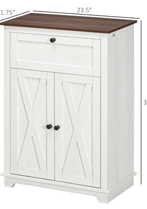 Farmhouse Sideboard Storage Cabinet with Doors and Drawer for Kitchen, Living room, 23.5"x11.75"x34.5", White