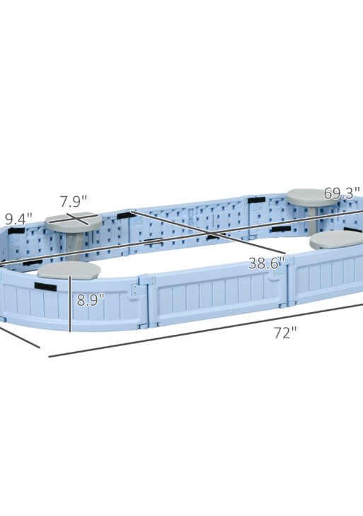 Kids Outdoor Sandbox with Cover, Seat Board for Backyard, Light Blue, 72" x 41.25" x 8.75"