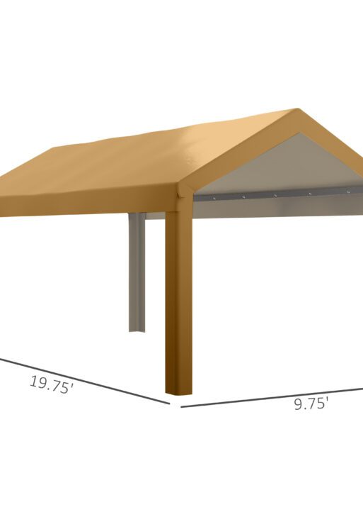 10 x 20ft Carport Roof, UV Resistant Canopy Replacement, Fits 84C-378V00 and 84C-206 Series, Beige