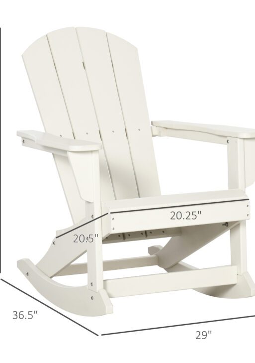 Outdoor Rocking Chair, HDPE Adirondack Porch Rocker Chair for Garden, Patio, White