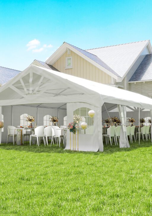 Heavy Duty Party Tent, 19.5' x 39' Large Sun Shade Canopy Tent for Parties, Wedding, Events, BBQ Grill, White